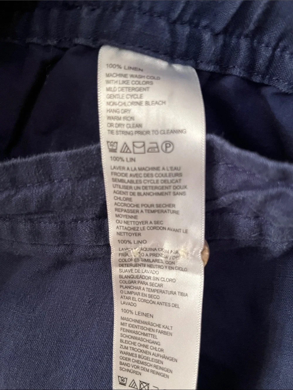 Tommy Bahama Women’s Navy Relaxed Drawstring Linen Pants M